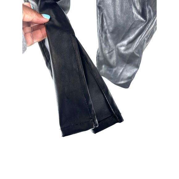 REVICE Black Faux Leather Punk Grunge Split Hem Straight Leg Pant Size 25 - Picture 6 of 14